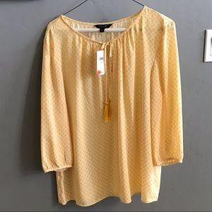 Long Sleeve Yellow Pattered Blouse